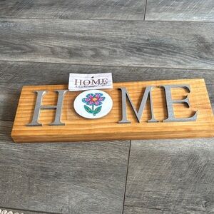 Wooden Home Sign with Silver Letters